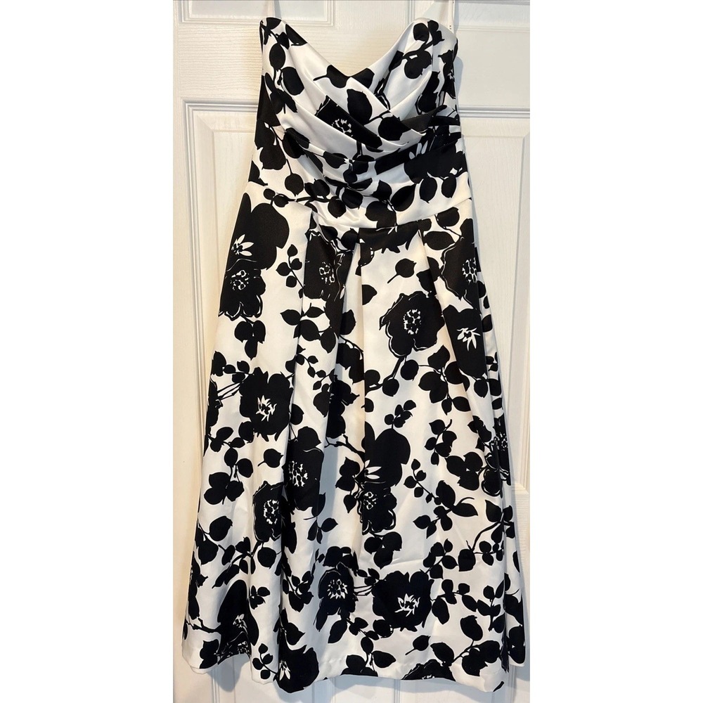After Six Satin Strapless Off-Shoulder Midi Melrose Floral Dress 6 Zip Heavy